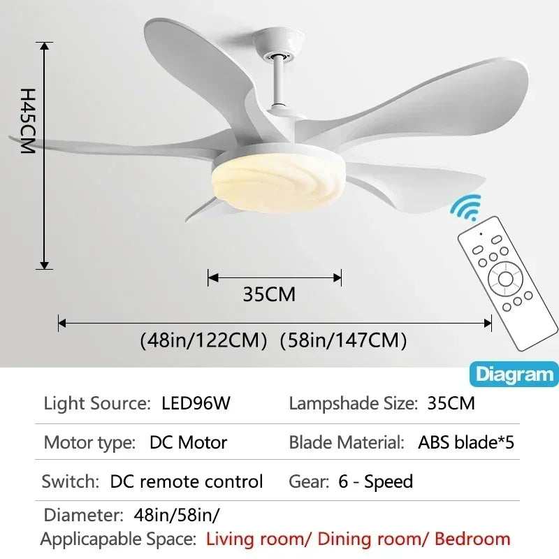 Axyaa 48-Inch Ceiling Fan with Remote Control and LED Light, Strong Winds, Mute Operation