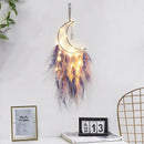 Axyaa Grey Moon Feathers Dream Catcher 60cm Large Handmade Indian Style Wall Hanging