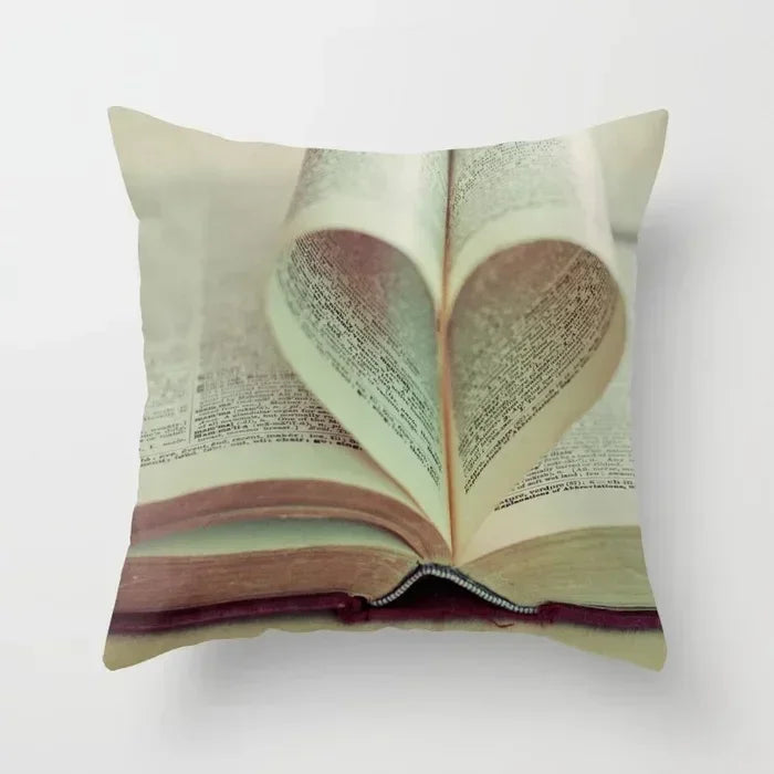 Axyaa Retro Library Pattern Pillowcase for Home and Office Decor