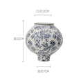 Axyaa Blue and White Porcelain Retro Vase - Ceramic Ice Crack Flower Vase