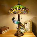 Axyaa Peacock Art Tiffany Table Lamp for Living Room Decor