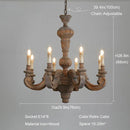 Axyaa Roman Pillar Chandeliers Wooden Carved Hanging Lights Vintage Elegant Pendant Light