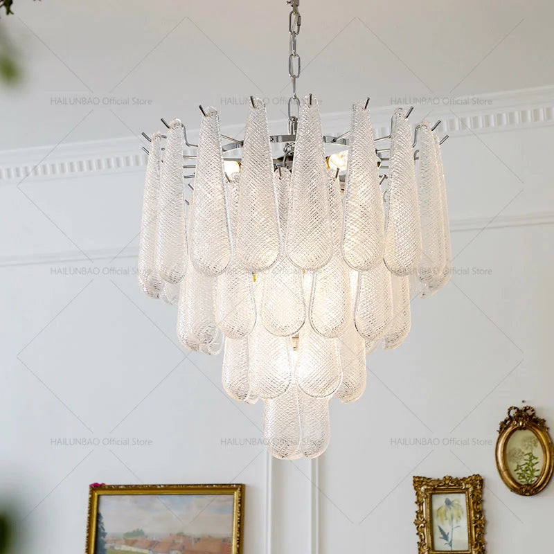 Axyaa Crystal Glass Chandelier: Elegant Villa Duplex Staircase Light