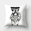 Axyaa Black & White Cat Pattern Cushion Cover for Living Room, Bedroom & Sofa