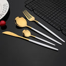 Axyaa Pink Gold Stainless Steel Cutlery Set - 24Pcs Mirror Dinnerware Flatware