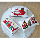 Axyaa Christmas Embroidered Pillow Cover - Canvas Letter Decor Pillowcase