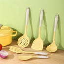 Axyaa Silicone 5-Piece Milk White Yellow Dual Color Kitchenware Set