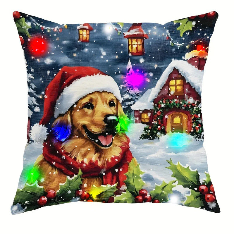 Axyaa LED Light Luminous Pillowcase with Festive Truck Christmas Tree Design