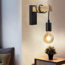 Axyaa Iron Wood Wall Lamp E27 Nordic Retro Corridor Bedside Restaurant 110V/220V