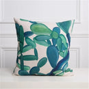 Axyaa Green Cactus Linen Pillow Cover 45x45cm for Home Decor sofa, Bedside, Office