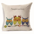 Axyaa Owl Linen Pillowcase: Office Car Sofa Living Room Decor 45x45cm