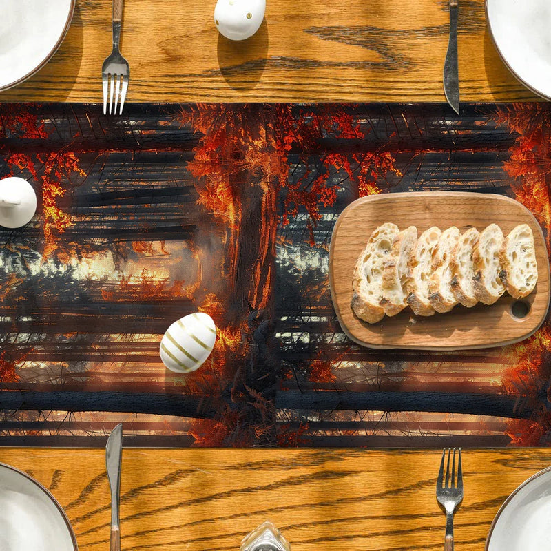 Axyaa Autumn Forest Sunshine Table Runner for Kitchen Dining and Party Decor