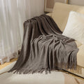 Axyaa Caramel Knit Throw Blanket - Soft, Warm, Textured, & Stylish