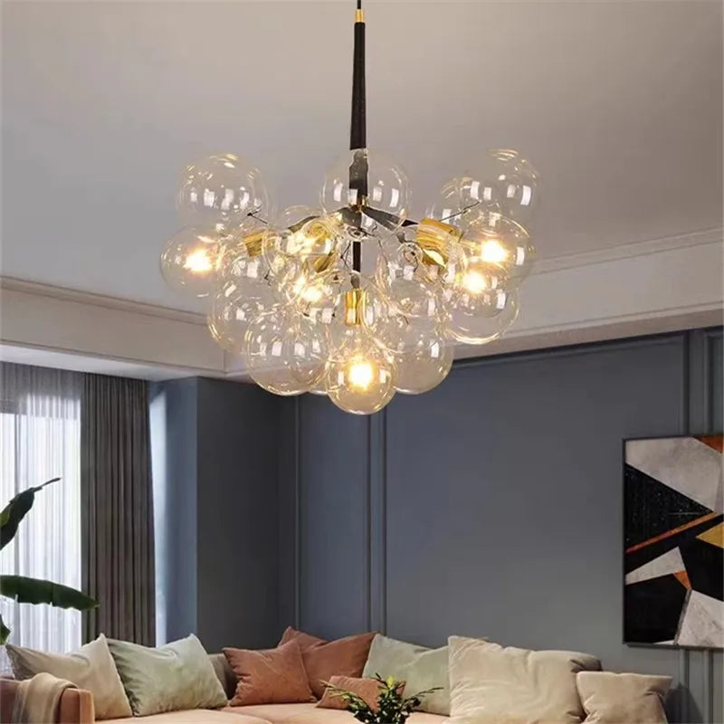 Axyaa Bubble Chandeliers: High Quality LED Lounge Room Lighting with Glass Lampshade