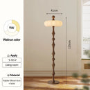 Axyaa Retro Wabi Sabi Floor Lamp with Chinese Fabric Lampshade and LED Light