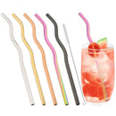Axyaa Stainless Steel Wavy & Straight Drinking Straws Set for Cocktails & Bubble Tea