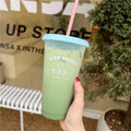 Axyaa Cute Korean Bubble Tea Cup with Lid and Straw, BPA-Free Plastic Reusable Bottle