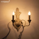 Axyaa Vintage Wooden Wall Lamp with 2 Lights for Bedroom, Loft Interior Wood Lighting Fixture