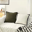Axyaa French Medieval Style Black Border Green Cushion Cover for Home Sofa Decor