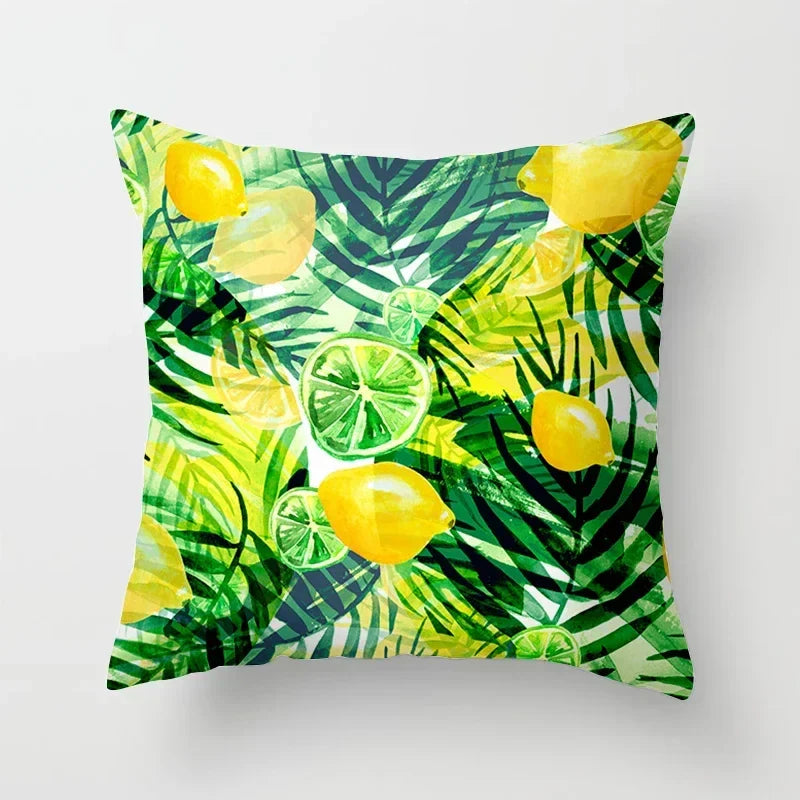 Lemon Pattern Summer Cushion Cover for Sofa Decor by Axyaa