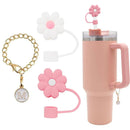 Axyaa 3PCS Silicone Straw Cover & Initial Charm for Stanley Cup Tumblers