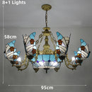 Axyaa Butterfly Design Stained Glass Chandelier - Colorful Lighting for Home and Business