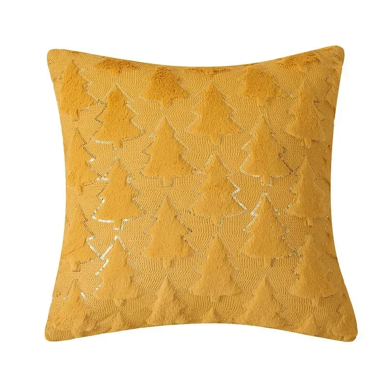 Plush Yellow Pillow Cover 45x45cm for Living Room Decor - Axyaa