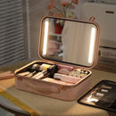 Axyaa LED Makeup Case with Mirror - Portable Beauty Organizer, 3 Light Settings