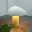 Nordic Design Wood Grain Resin Base Mushroom Table Lamp by Axyaa