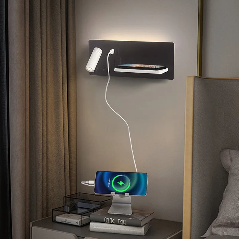 Axya Wireless Charging Wall Lamp for Bedroom & Living Room