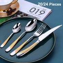 Axyaa Gold Plated Stainless Steel Cutlery Set Western Tableware Fork Spoon