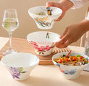 Axyaa 6-inch High Feet Noodle Bowl: Porcelain Ceramic Soup Bowl with Anti-scalding Rim