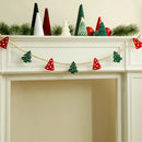 Axyaa Christmas Tree Felt & Wood Bead Garland, Festive Hanging Ornaments
