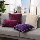 Axyaa Chenille Cushion Cover 18X18 Inch Purple Pillowcase