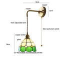 Axyaa Tiffany Glass LED Wall Sconce with Adjustable Wire, Pull Chain Switch - Modern Nordic Style