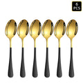 Axyaa 24-Piece Gold & Black Stainless Steel Cutlery Set