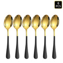 Axyaa 24-Piece Gold & Black Stainless Steel Cutlery Set
