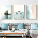 Axyaa Seascape Canvas Painting: Beach Coconut Tree Wall Art Print for Living Room