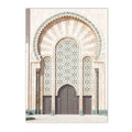 Morocco Architecture Islamic Canvas Art Print with Beige Flower Palm Tree Painting - Axyaa