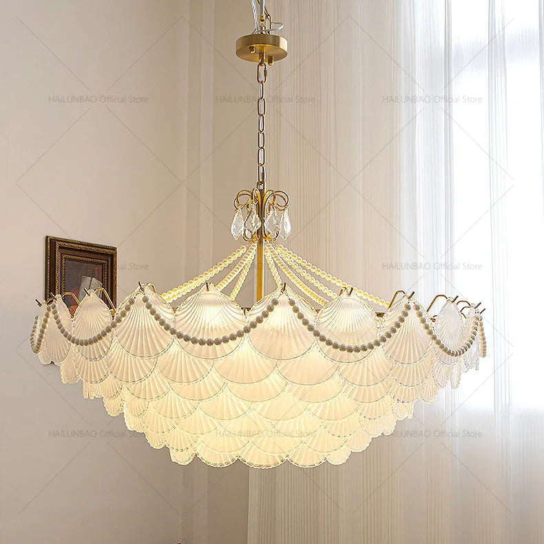 Axyaa French Chandelier: Elegant Cream Crystal Light for Luxury Living & Dining Rooms