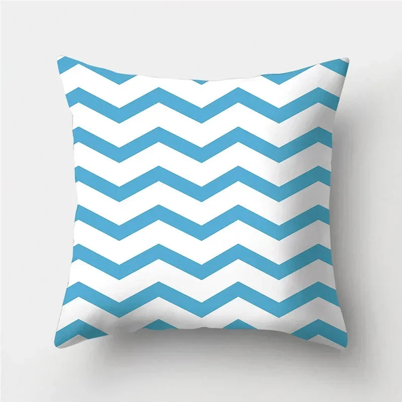 Axyaa Blue Geometric Pattern Cushion Cover for Living Room Sofa Decoration