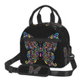 Axyaa Colorful Butterflies Insulated Lunch Bag with Shoulder Strap