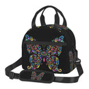 Axyaa Colorful Butterflies Insulated Lunch Bag with Shoulder Strap