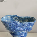Axyaa Blue Hammer Patterned Ceramic Vase for Room Aesthetic Decor