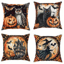 Axyaa Halloween Pillowcase: Witch Pumpkin Cat Castle Pattern for Living Room Sofa