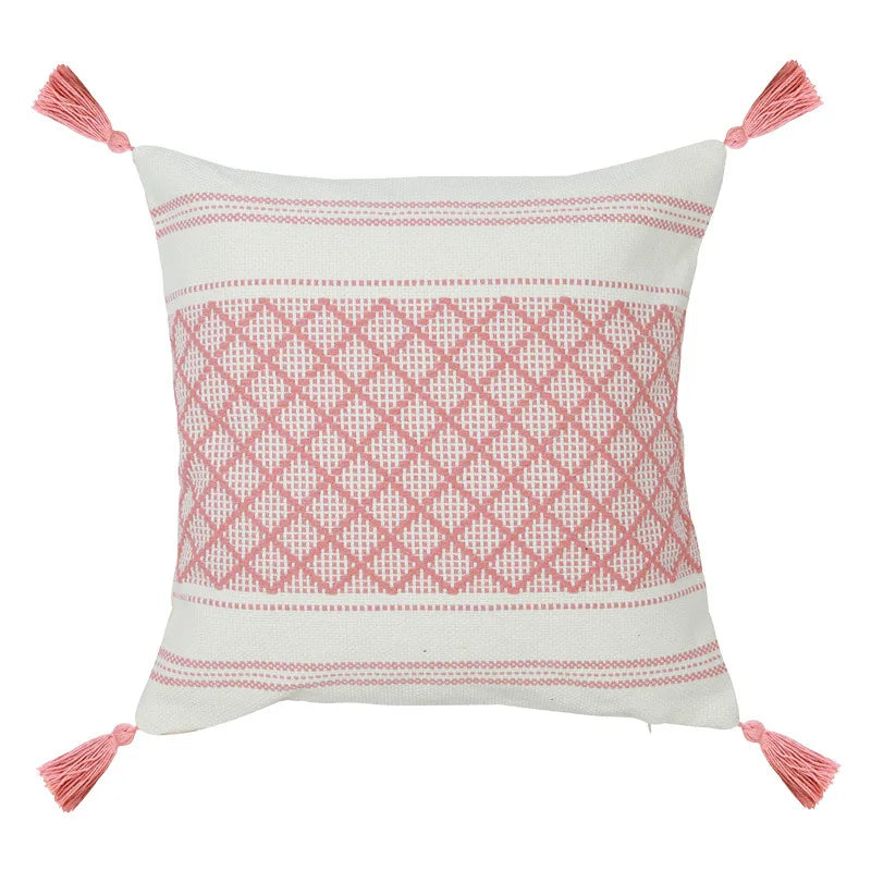 Axyaa Tufted Knit Tassel Cushion Cover 45x45cm Linen Throw Pillowcase