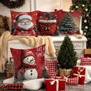 Christmas Pillowcase Santa Claus Snowman Tree Cover by Axyaa Home - Festive Sofa Cushion