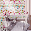Axyaa Cloud Rain Geometry Triangles PVC Tile Sticker for Home Decor