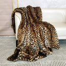 Axyaa Leopard Print Faux Fur Blanket - Luxury Thick Plush Winter Throw Blanket