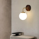 Nordic Glass Wall Light Fixture Axyaa Walnut Wood Lamparas